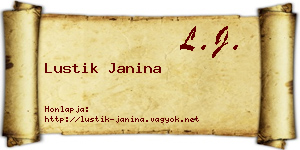 Lustik Janina névjegykártya